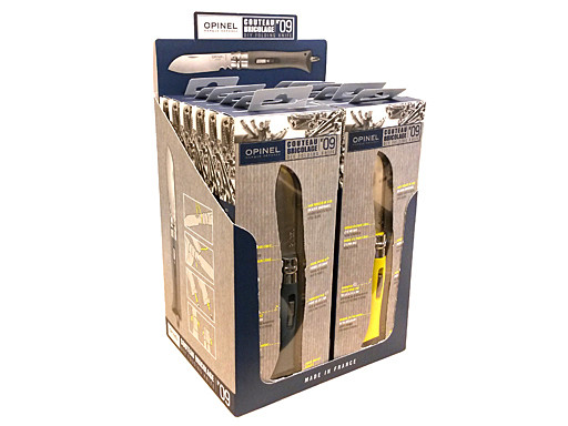 Zakmes display 12st.,N°09 DIY,Opinel,geel/grijs,rvs/kunstst.
