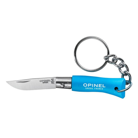 Zakmes,Opinel,no.2,rvs/cyaan blauw,sleutelhanger