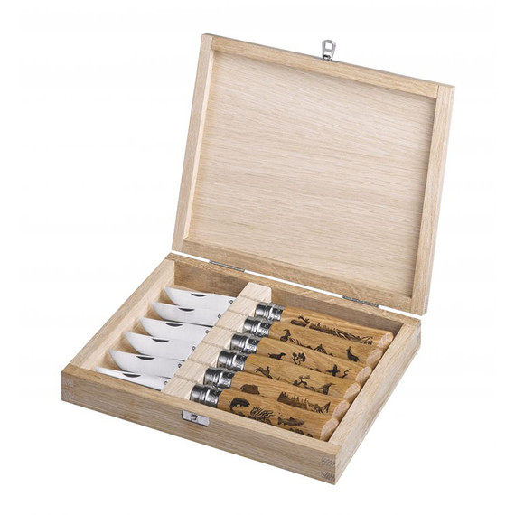 Giftbox zakmes 6st.,N°08 Animalia assorti,Opinel,rvs/hout