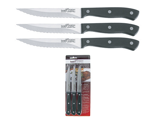 Couteau à steak, 3pcs.Homey's, CASA, acier inoxydable/POM, micro dentelé, blister