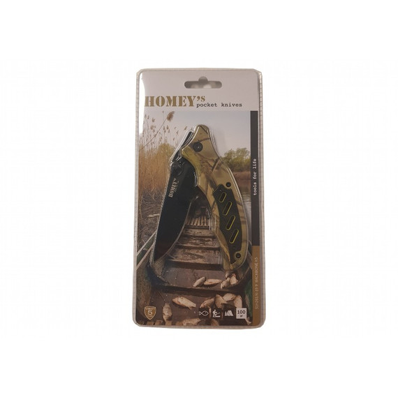 Couteau de poche, cran de sureté, Homey's, Backbone, K5, acier inoxydable/G10/alu.camo, clip