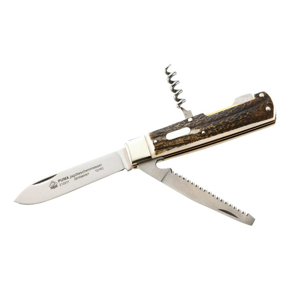 Jachtzakmes, PUMA, 3-delig, RVS/Hertshoorn, doos