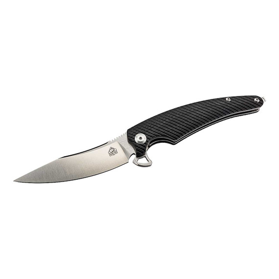 Couteau de poche à 1 mainPUMA TEC, noir, acier inoxydable/G10, courbé, boîte