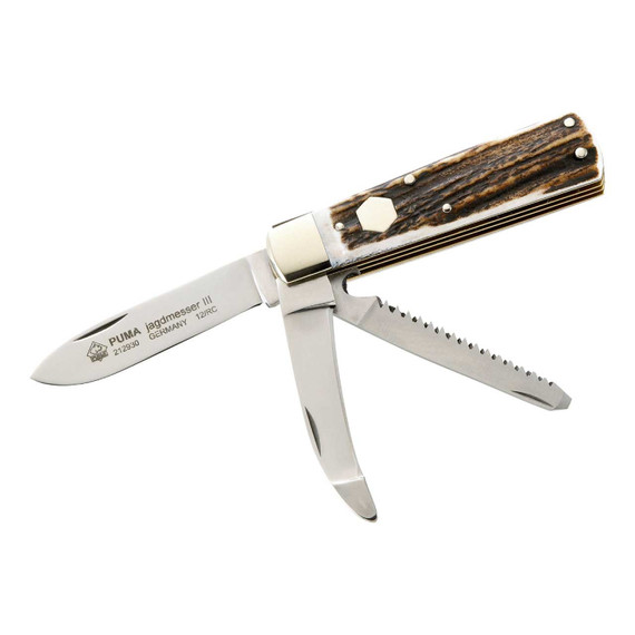 Jachtzakmes III, PUMA, 3-delig, RVS/Hertshoorn, doos