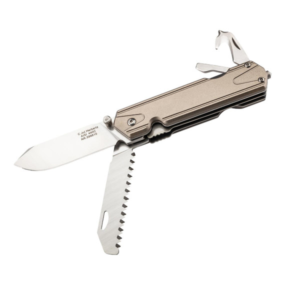 Couteau de poche, Herbertz, 7 fonctions, acier inoxydable/Aluminium, boîte