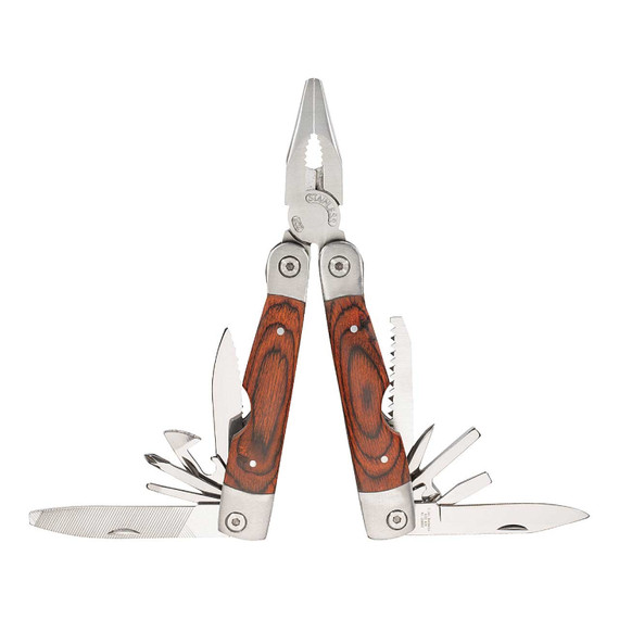 Multitool, Herbertz, 11f, RVS/Pakka, bitset en etui, doos