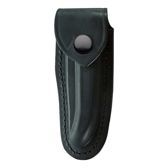 Etui à couteau de poche Laguiole, Herbertz, cuir noir, 12cm, bouton, boîte