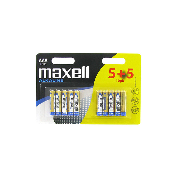Pile,10pcs,Maxell,AAA,Alkaline,1.5V,blstr