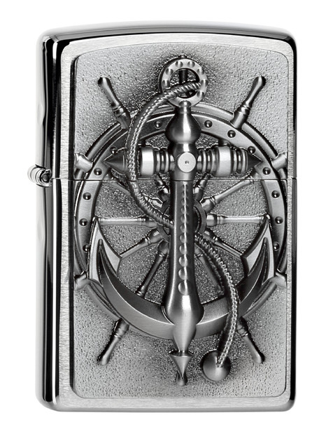 Briquet,Zippo,Ocean View,Emblème nautique,chrome brossé
