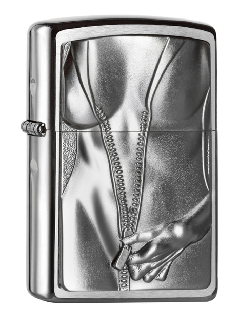 Briquet,Zippo,style fille,Zipper Girl,chrome brossé