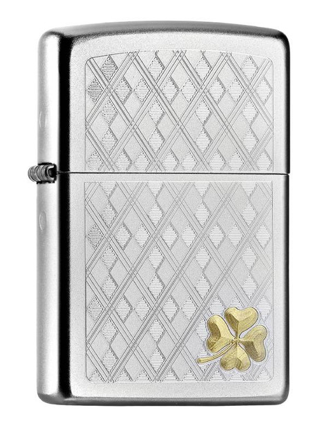 Briquet,Zippo,Nature,Argyle Clover,chrome satiné,coupe-vent.