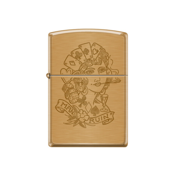 Aansteker, Zippo, brushed brass, Schiffmacher, doos