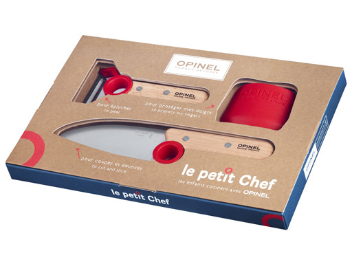 Kinderkeukenset, Opinel Le Petit Chef, 3-delig, hout, rood