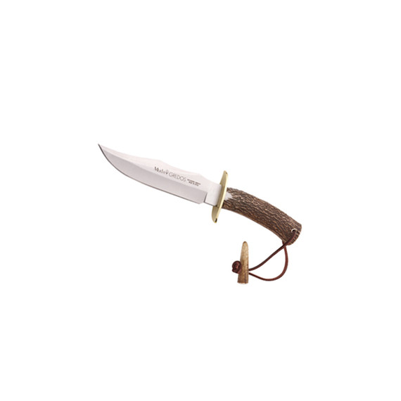 Couteau de chasse, Muela, Gredos 17, acier inoxydable/corne de cerf, étui en cuir