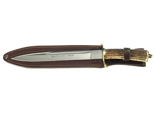 Couteau de chasse, Muela, Alcaraz, acier inoxydable/corne de cerf, 26cm, étui en cuir