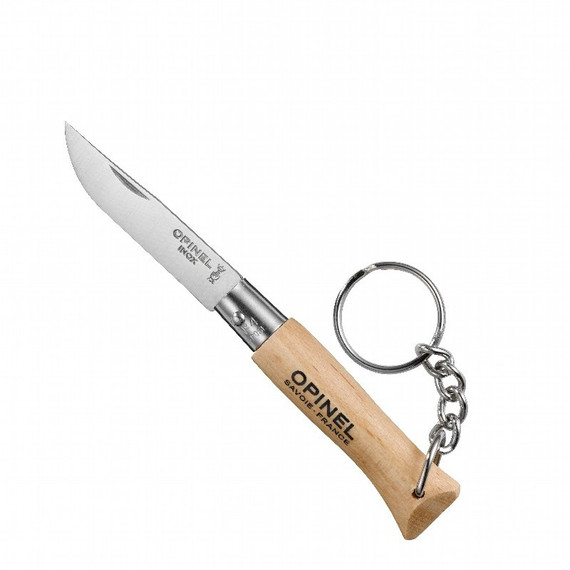 Couteau de poche N°04 Inox, Opinel Classic, acier inoxydable/bois, porte-clés