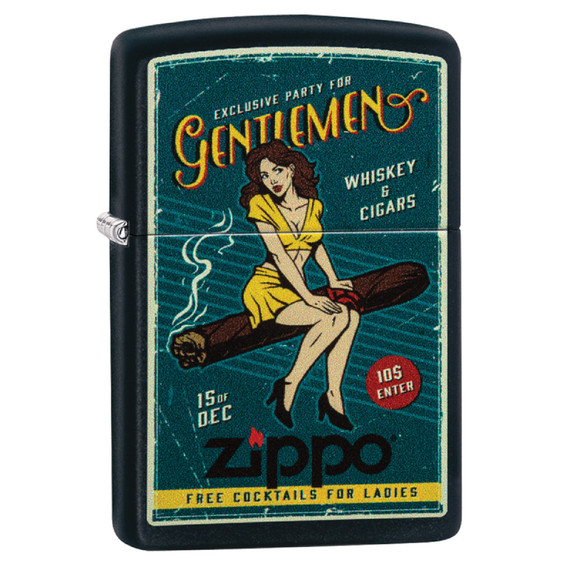 Briquet, Zippo, Cigar Girl, noir mat, boîte