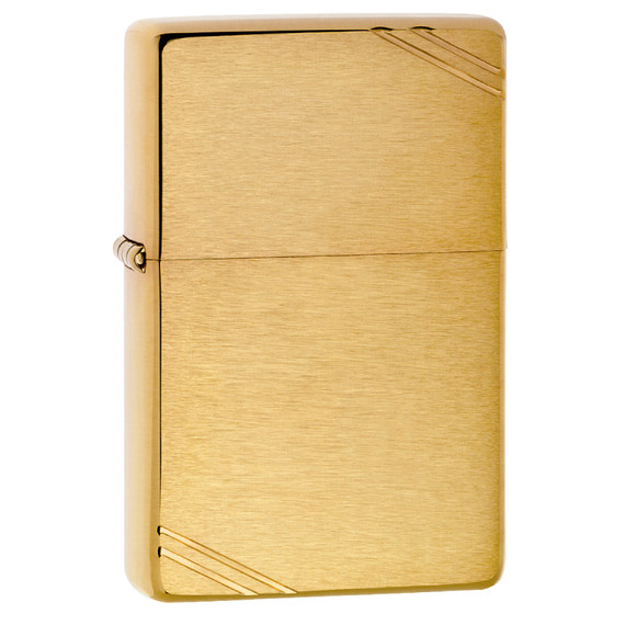 Aansteker, Zippo, Vintage, Brushed Brass, doos