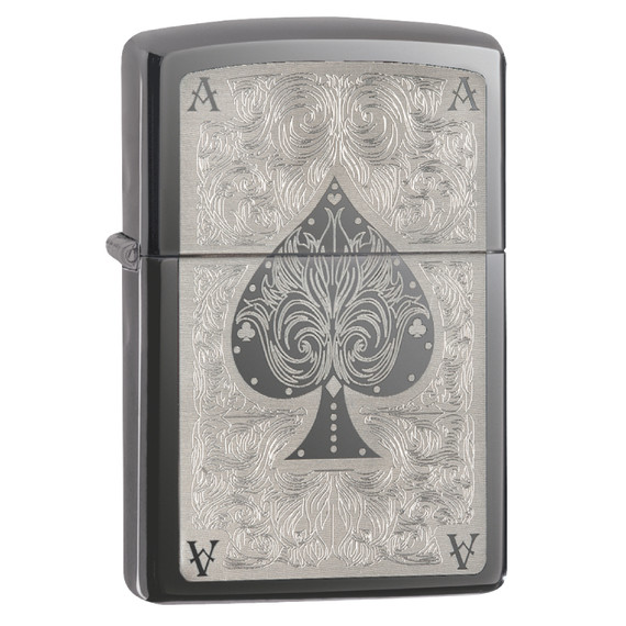 Aansteker, Zippo, Ace Filigree, Black Ice, doos