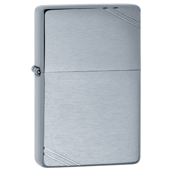 Aansteker, Zippo, Vintage, Brushed Chrome, doos