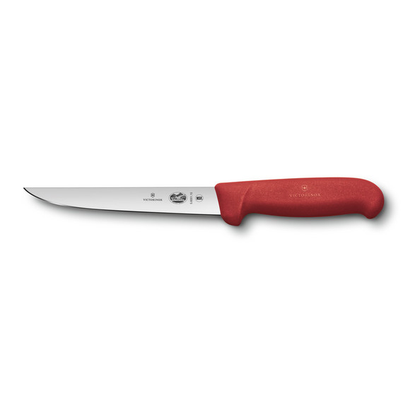 Couteau à désosser, Victorinox, Fibrox, 15 cm, rouge, étui en cuir