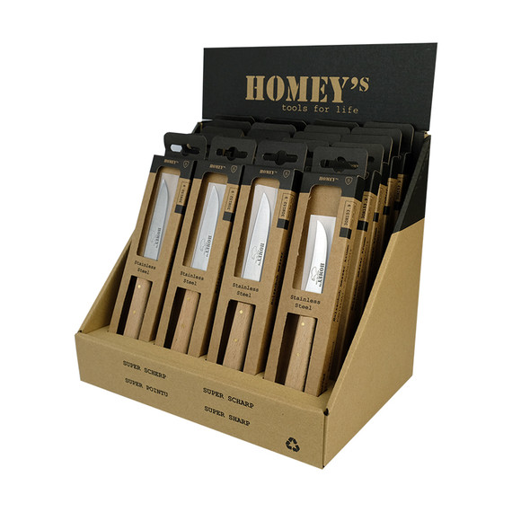 Display, Homey's, Klompenmesjes, RVS, 15 recht 5 gebogen