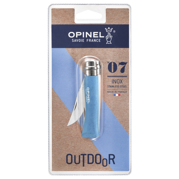 Zakmes N°07 Cyan Blue, Opinel Colorama, blauw, Blister
