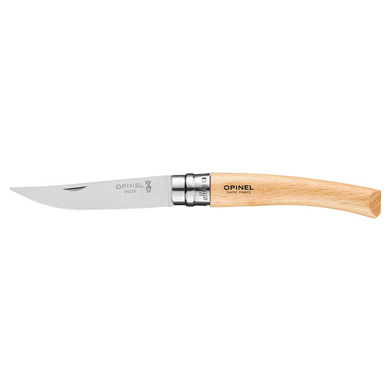 Couteau de poche N°08, Opinel Effilé, acier inoxydable/hêtre, coffret