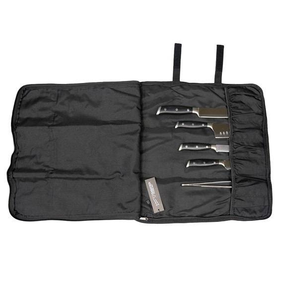 Messenmap, Sabatier, zwart, gerecycled nylon, 6 vaks