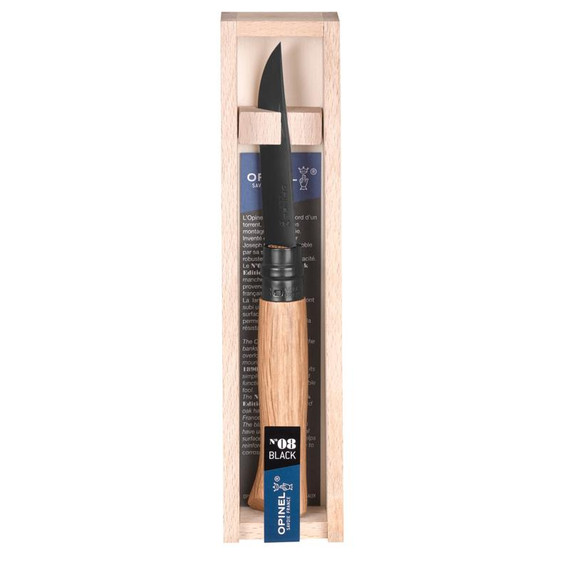 Zakmes display 8st, Opinel Luxury, N°08 Oak Black, kist