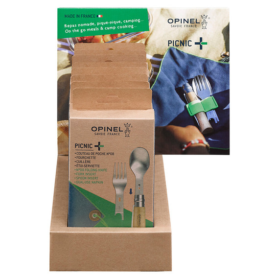 Outdoor bestekset display, Opinel, Picnic Plus, 8x, 4-delig