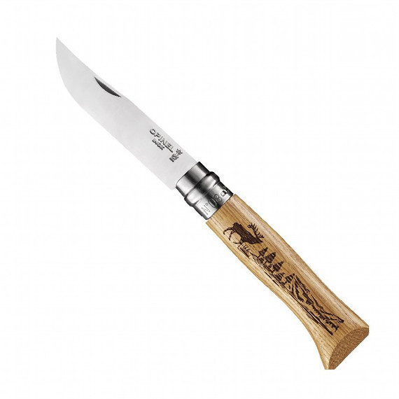 Zakmes N°08 Deer, Opinel Engravings, rvs/hout, virobloc