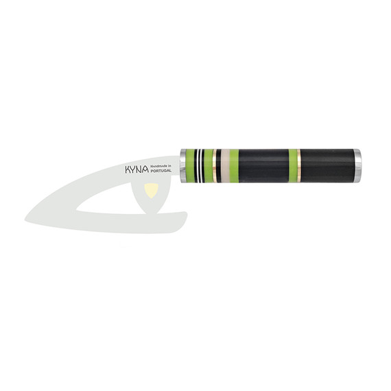 Kaasmes, Kyna, RVS, gestreept heft, 13cm, doos