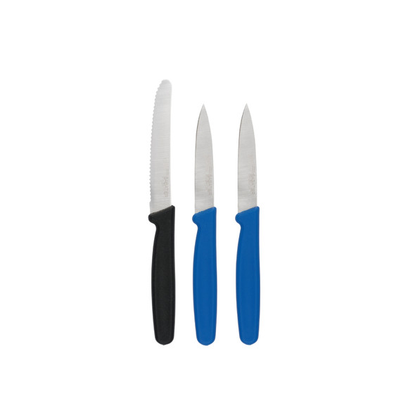 Set de couteaux pour la vaisselle, Diamant Sabatier, 3 pièces, 1 dentelé/2 lisse, bl