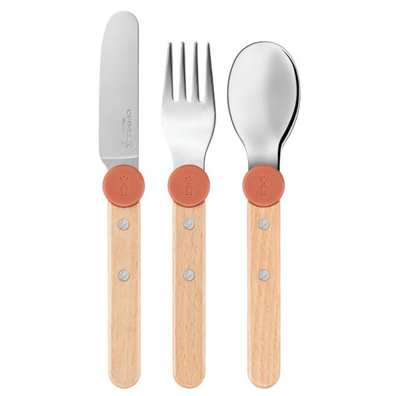 Kinderbestek 3-delig, Opinel, Le Petit Gourmet, koraal, doos