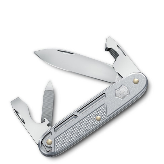 Couteau de poche, Victorinox, Synergy Alox, 9 fonctions, argent, boîte