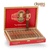Open box of The Goat by AJ Fernandez Toro 6 x 52 cigars showing dark San Andrés wrappers, goat-head cigar bands, and red branded packaging