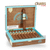 Open box of H. Upmann by AJ Fernandez Toro 6 x 54 cigars arranged in rows, displaying Ecuadorian Sumatra wrappers, decorative cigar bands, and branded packaging