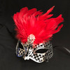 Venetian Lazer Cut Eye Mask With Red Feathers