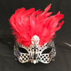 Venetian Lazer Cut Eye Mask With Red Feathers