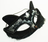 Elegant Black Kitty Mask with Faux Crystals