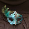 Aqua Masquerade Carnival Mask Feather Mask