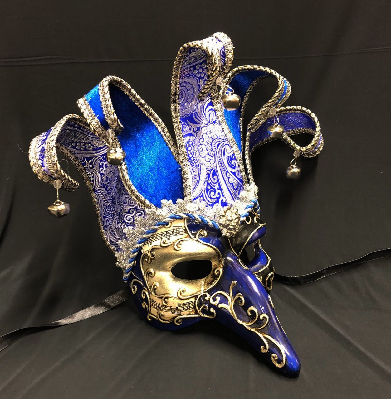 Blue And Silver Jester Mask Venetian Masquerade Mask