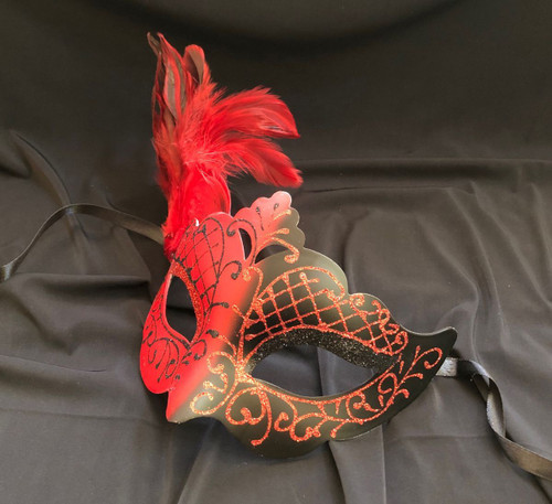 Women's Venetian Mask Black And Red Women's Venetian Mask Black And Red