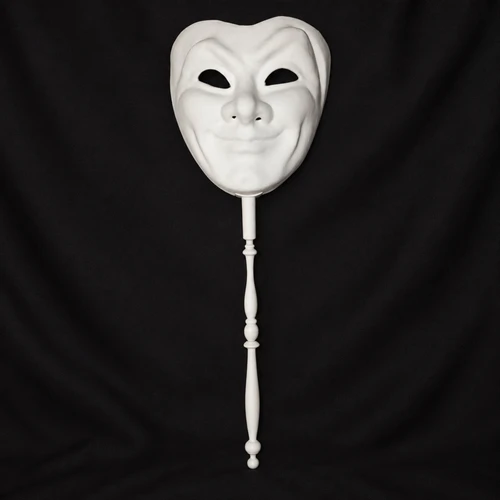 Unpainted Joker Full Face Mask on a Stick