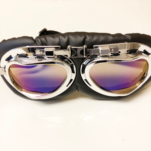 Vintage Pilot Helmet Steampunk Copper Motorcycle Scooter Helmet Glasses Goggles