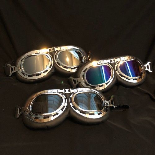 Vintage Pilot Helmet Steampunk Copper Motorcycle Scooter Helmet Glasses Goggles