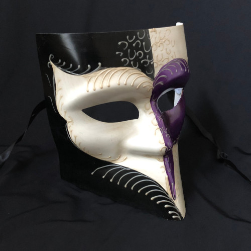 ベネチアンマスク Bauta Ducale Black Black and Green Bauta Mask