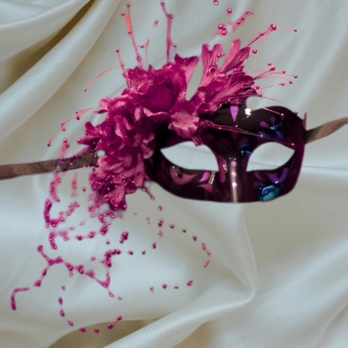 Eye Mask Purple w/ Flower & Bead Accents