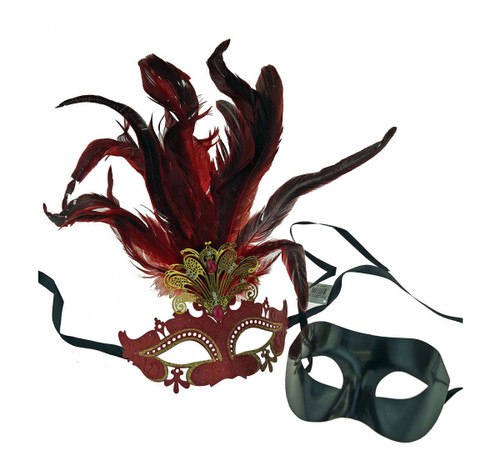 Red and Black Couples Venetian Party Mask